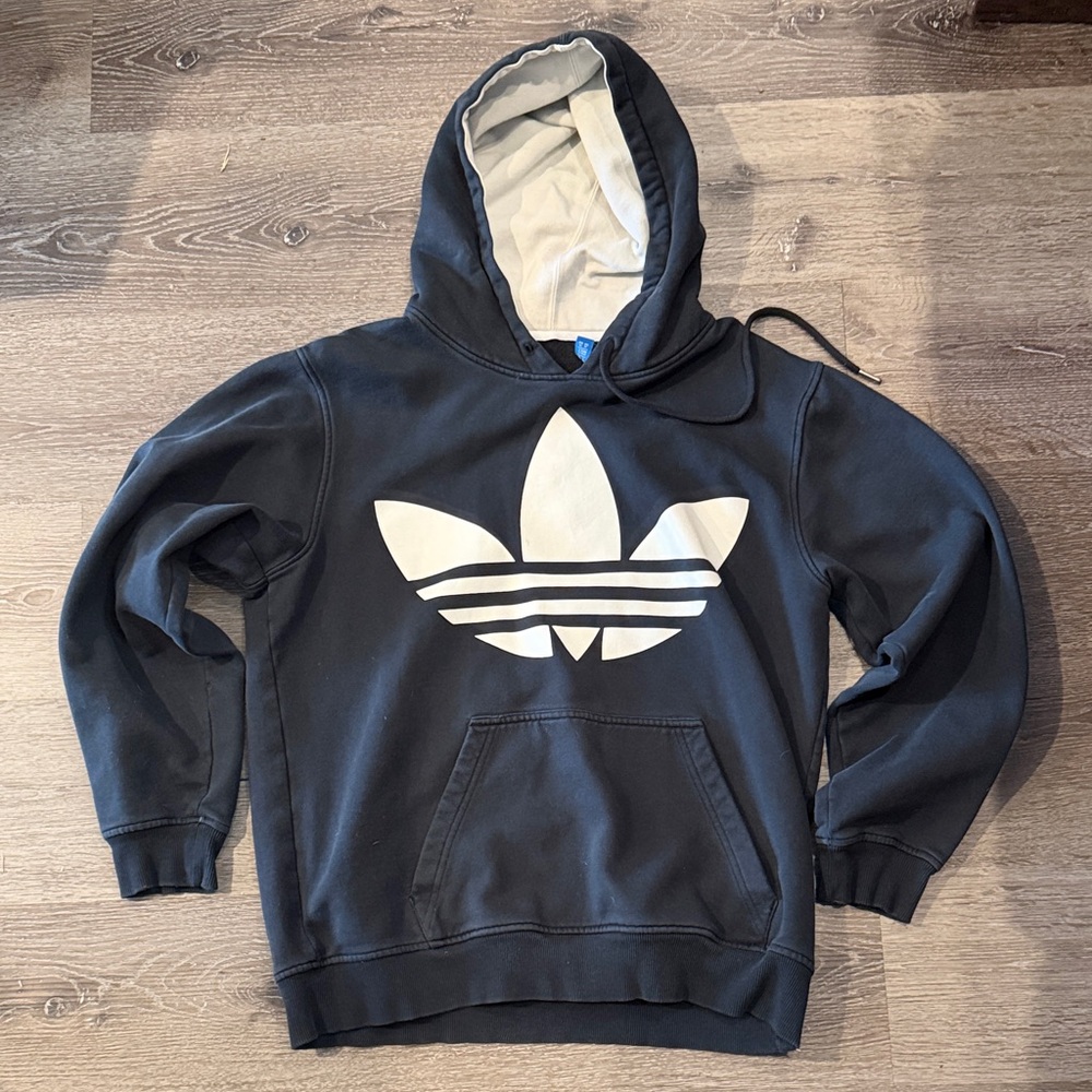 adidas Black Hoodie with White Logo